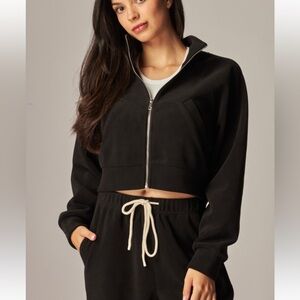 #356 black soft neck jacket with pants set